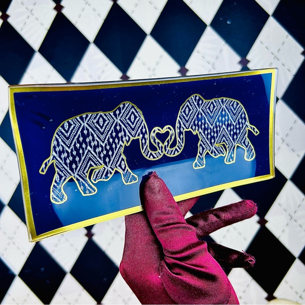 Decorative Glass Elephant Tray – Navy & Gold Catchall‎ JCrew